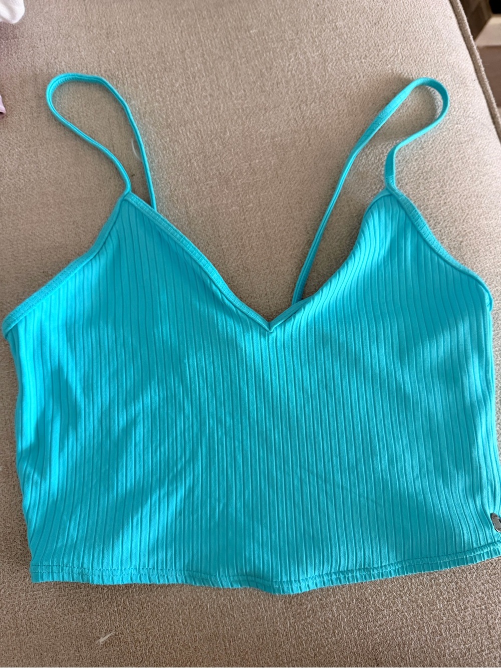 Roxy Turquoise Ribbed V-Neck Cami